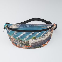 Old City Of Dubrovnik Aerial View Fanny Pack