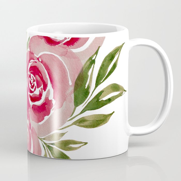 Rose Loose Floral Watercolor Painting Coffee Mug