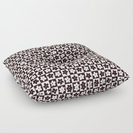 Floral Check Pattern in Black and Off White Floor Pillow