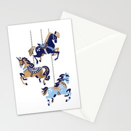 Carousel Horses – Copper & Blue Stationery Card