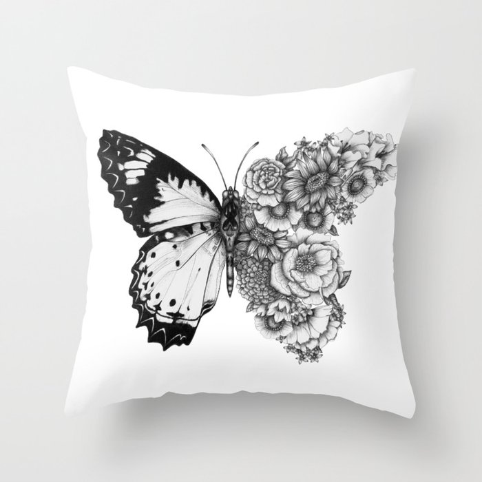 Butterfly in Bloom Throw Pillow
