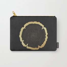 Metallic Gold Tree Ring on Black Carry-All Pouch