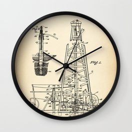 Oil Drilling Rig vintage patent Wall Clock