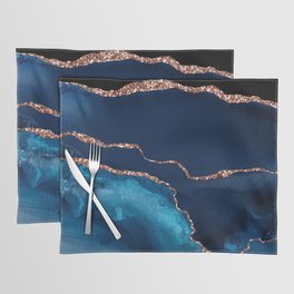 Blue Indigo And Rose Gold Glitter Marble Agate Placemat | Bluegoldagate, Graphicdesign, Goldagatemarble, Elegantbluemarble, Chicbluegoldagate, Bluemarbleagate, Agatemarbleblue, Bluemarbledagate, Blueagatemarble, Bluerosegoldagate 