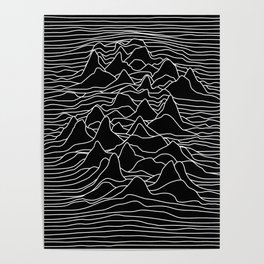 Black and white illustration - sound wave graphic Poster