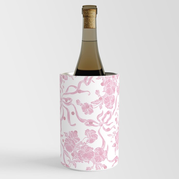 Vintage blush pink white bow floral polka dots Wine Chiller by Pink Water