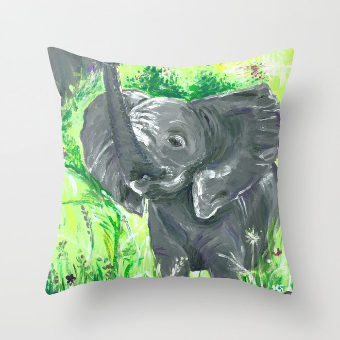 elephant Throw Pillow by ArtfullyBlissful Society6