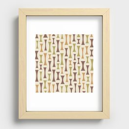 Retro Mid Century Modern Abstract Pattern 634 Brown Gold Green and Beige Recessed Framed Print