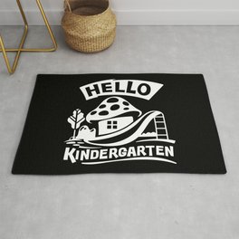 Hello Kindergarten Cute Mushroom Kids Illustration Area & Throw Rug
