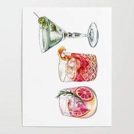 Watercolor Cocktails  Poster
