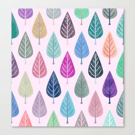 Watercolor Forest Pattern V Canvas Print