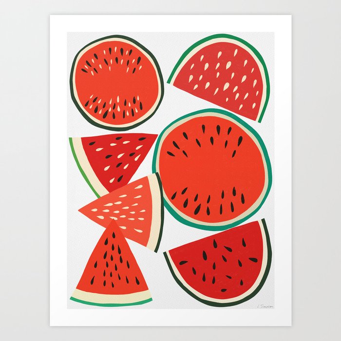 Sliced Watermelon Art Print