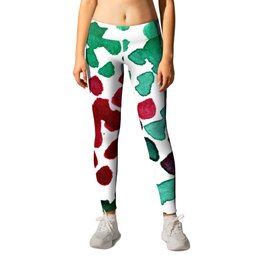 trickle no3...two hearts on grass Leggings | Black, Paper, Abstract, Blue, Mosaic, Painting, Watercolor, Love, Darkred, Brush 