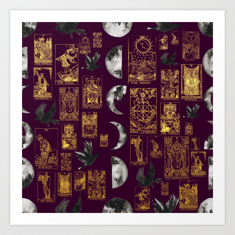 Beautiful Pagan Themed Print Tarot Cards Moon Cycles And Ravens Art Print By Annaleebeer Society6