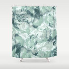 Marble Mist Green Grey Shower Curtain