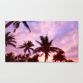 beach • summer • the sky • sunset • palm trees • summer • beach • sea • sunset • pink • beautiful • paradise • palms • tropical Canvas Print