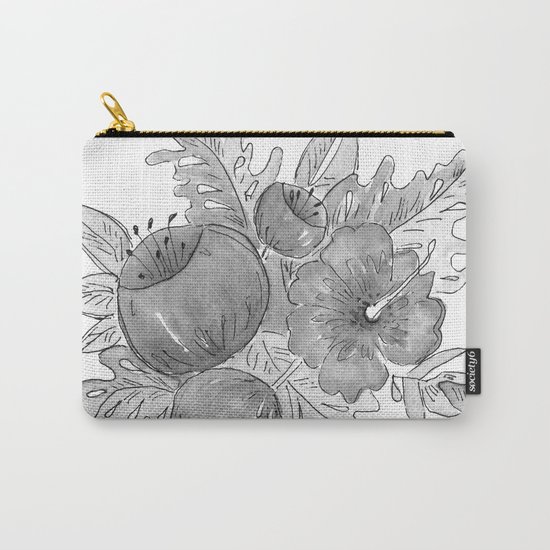 Tropical exotic flowers and leaves . Carry-All Pouch