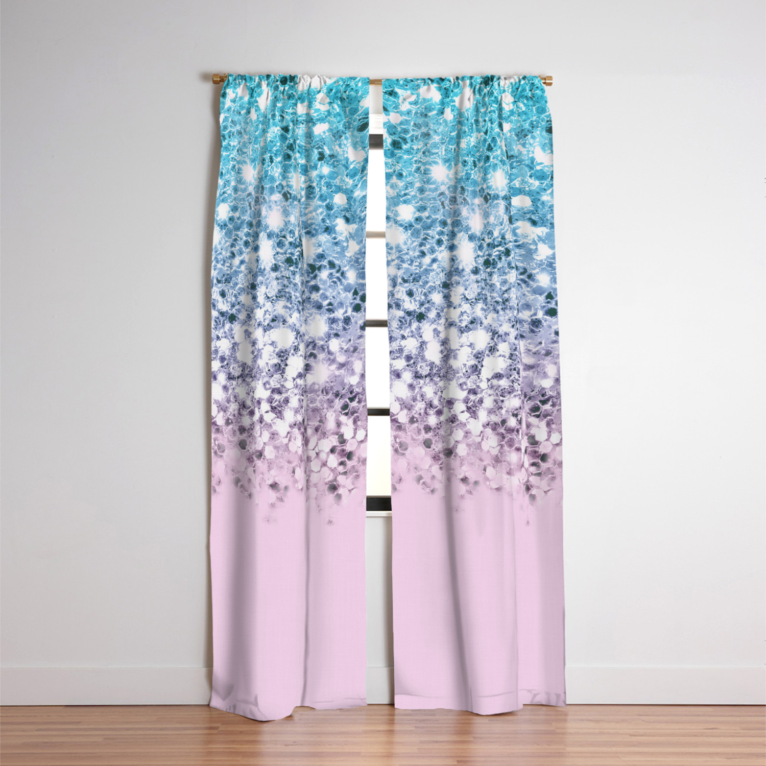 Sparkly Unicorn Blue Lilac Pink Ombre Blackout Curtain By