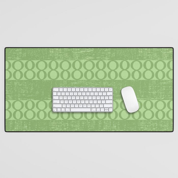 Distressed Shabby Stripes and Infinity Circles in Lime Green Desk Mat