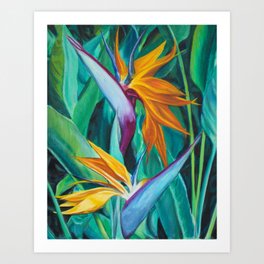 Birds of Paradise Floral Art Print