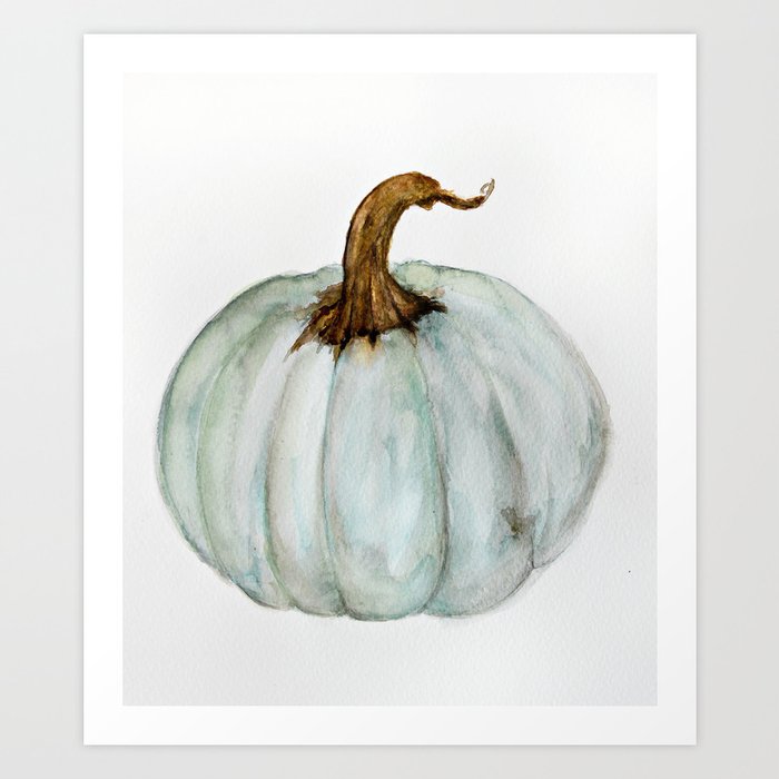 Blue-Gray Cinderella Pumpkin - Watercolor  Art Print