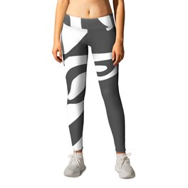 Boho zebra dark grey white abstract pattern  Leggings | Morden, Digital, Stripes, Blobs, White, Blobby, Rich, Polkas, Dark Grey, Unique 