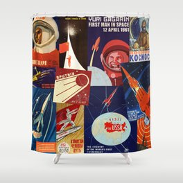 Russian Space Travel Shower Curtain