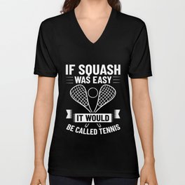 Squash Sport Game Ball Racket Court Player V Neck T Shirt