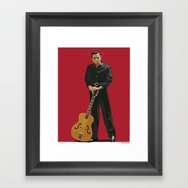 God Bless Johnny Cash Red Velvet Framed Art Print