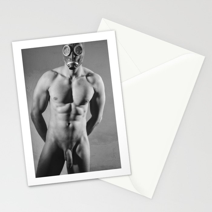 Photograph Erotic fetish style with Nude Male man wearing gasmask