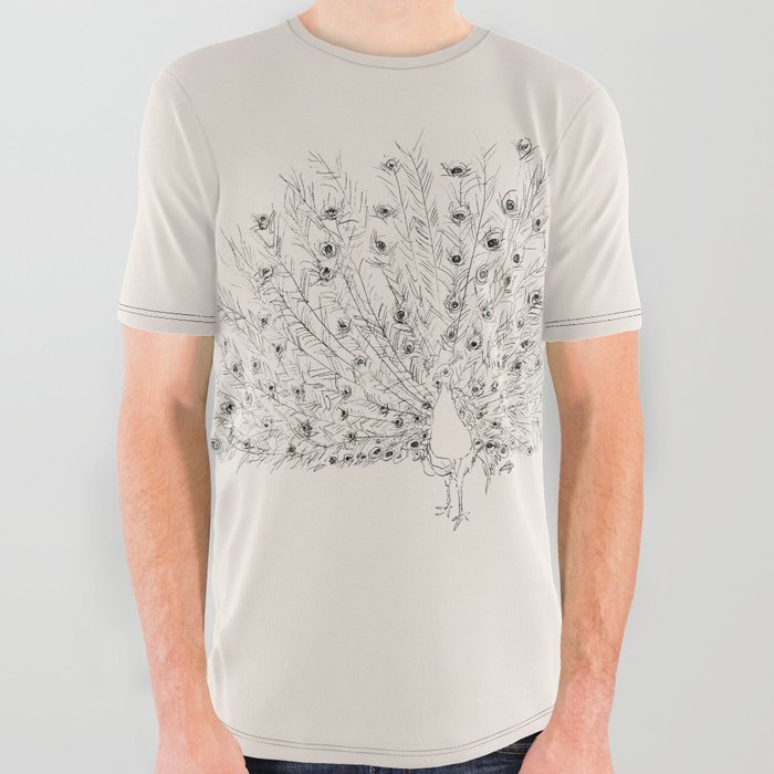 Peafowl ~ Bird drawing All Over Graphic Tee