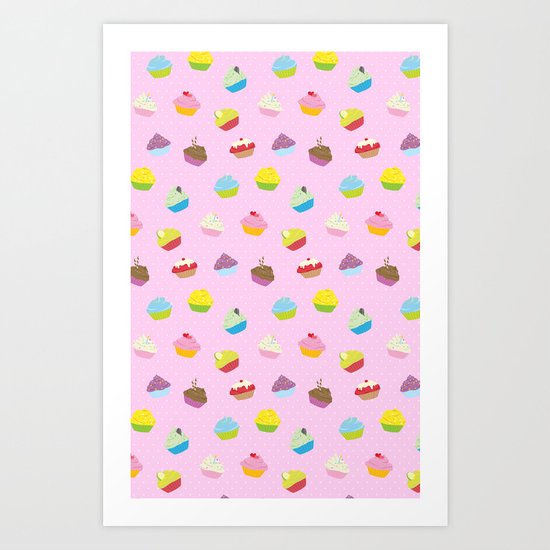 Cupcakes - pink Art Print