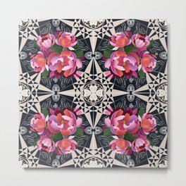 Gaudy flowers design  Metal Print | Floral, Happy, Pink, Boho, Red, Contemporary, Digital, Geometric, Flower, Contrast 