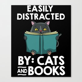 Cat Read Book Reader Reading Librarian Canvas Print