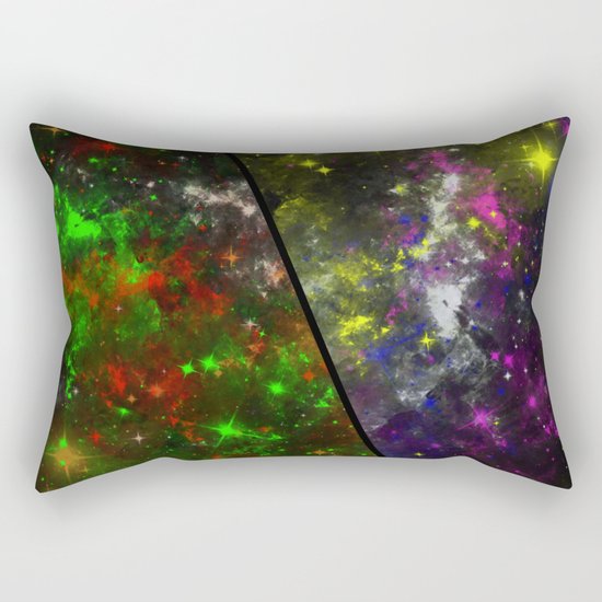 Parallel Universe - Split 'space' artwork showing 2 opposing galaxies Rectangular Pillow