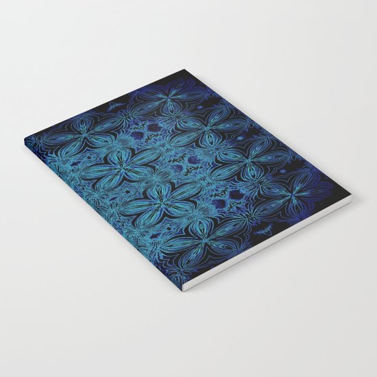 Turquoise Teal Delicate Flowers Notebook