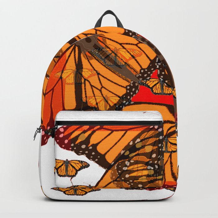 ORANGE MONARCH BUTTERFLIES ON WHITE FROM SOCIETY6 BY SHARLES ART Backpack