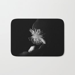 Minimalistic Black and white photography of a cactus flower Bath Mat