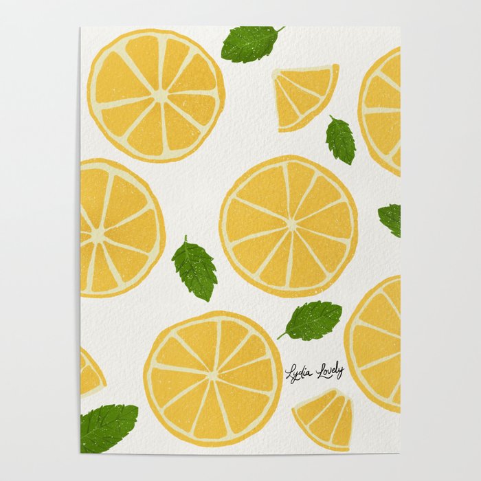 Yellow Lemons-white/ transparent background Poster