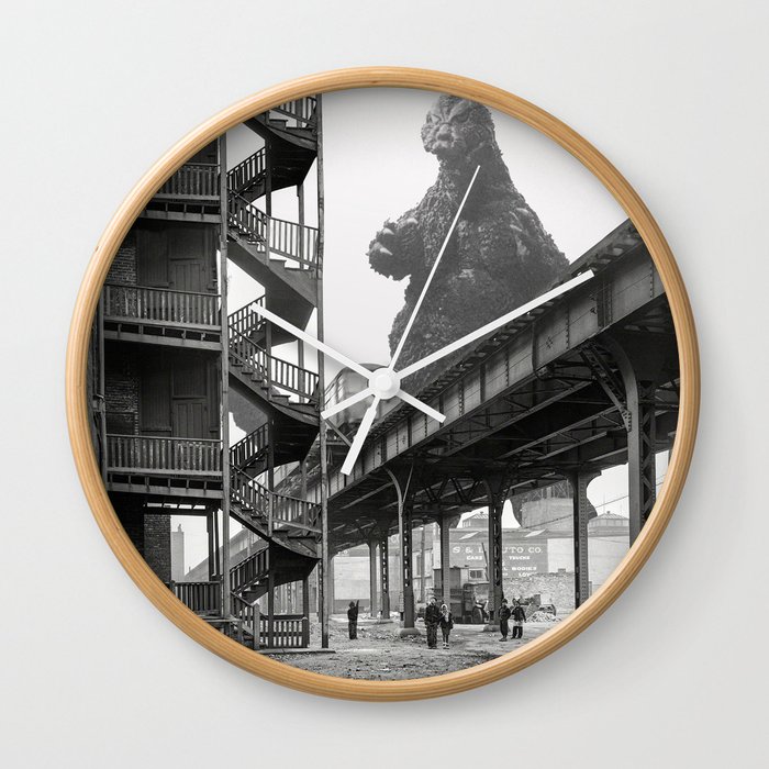 1941 Godzilla Chicago Elevated Train Visit Wall Clock
