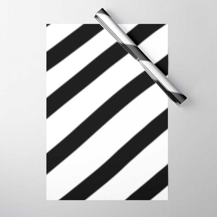Soft Diagonal Black and White Stripes Wrapping Paper by Abstract