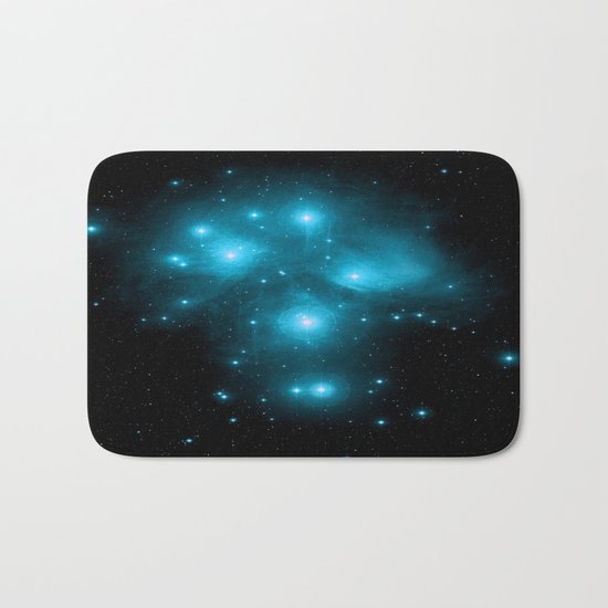 Turquoise Blue Galaxy: Pleiades Constellation Bath Mat