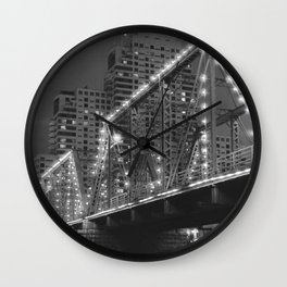 Blue Bridge in Black and White, Grand Rapids, MI  Wall Clock
