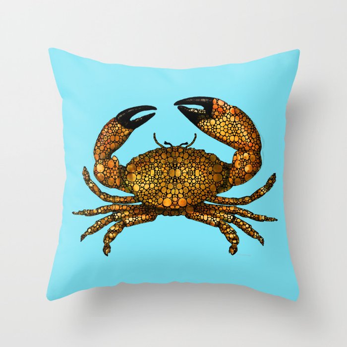 Stone Rock'd Stone Crab By Sharon Cummings Throw Pillow