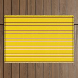 [ Thumbnail: Yellow, Sienna & Tan Colored Lines/Stripes Pattern Outdoor Rug ]