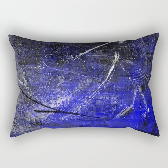 In The Dead Of Night - Textured Abstract In Blue, Black and White Rectangular Pillow