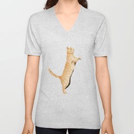 Ginger cat stands on two feet V Neck T Shirt