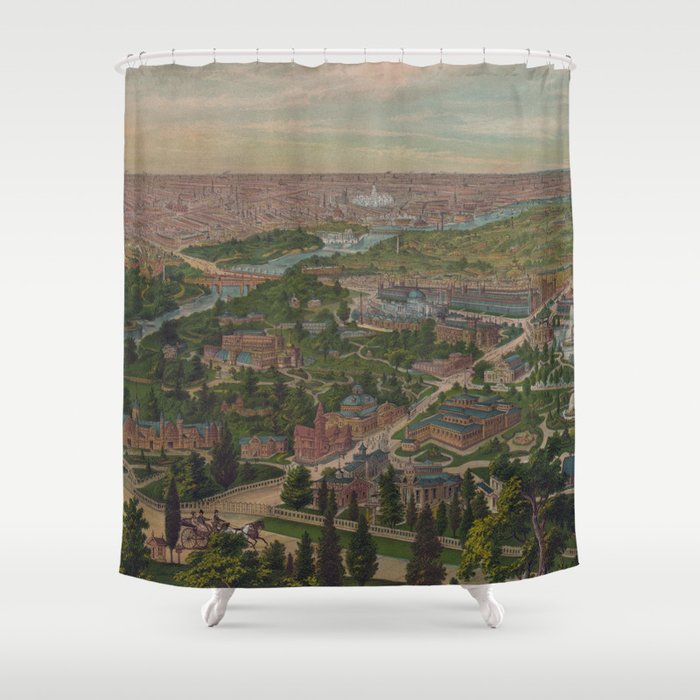 Vintage Pictorial Map of Philadelphia PA (1876) Shower Curtain