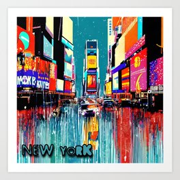NEW YORK City Times Square Paint Drip Pop Art Art Print