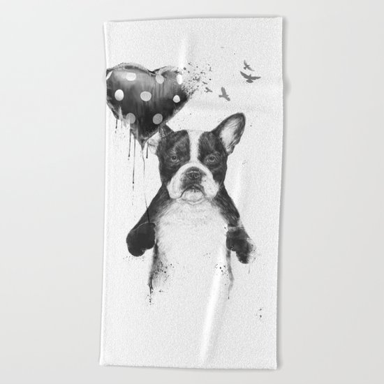 My heart goes boom Beach Towel